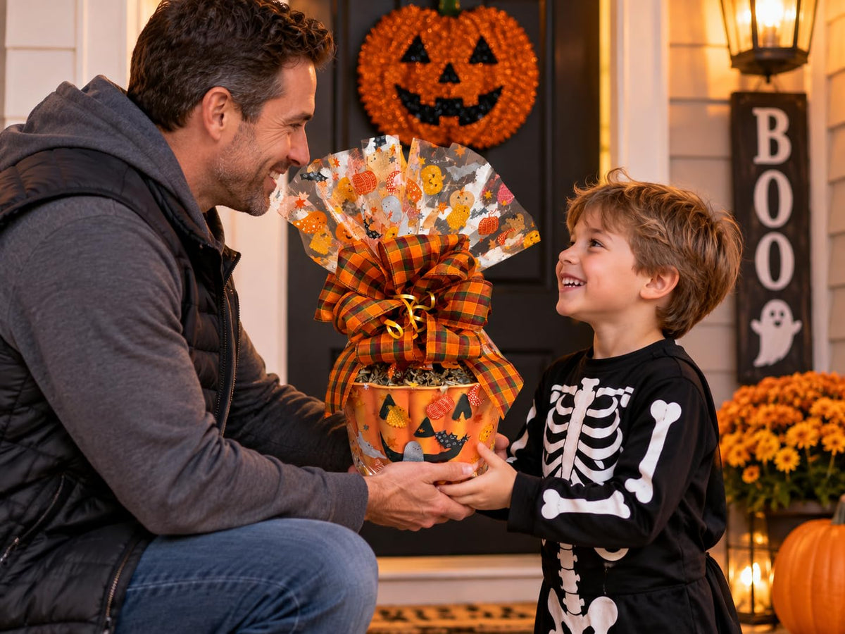 Halloween Pumpkin Gift Basket with Candy, Cookies & Snacks