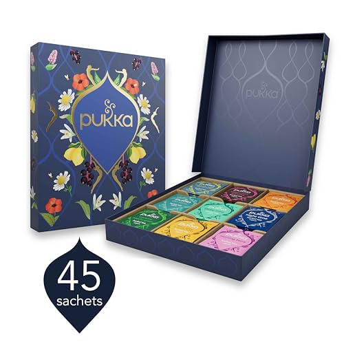 Pukka Organic Herbal Tea Gift Set, 45 Bags, 9 Flavors