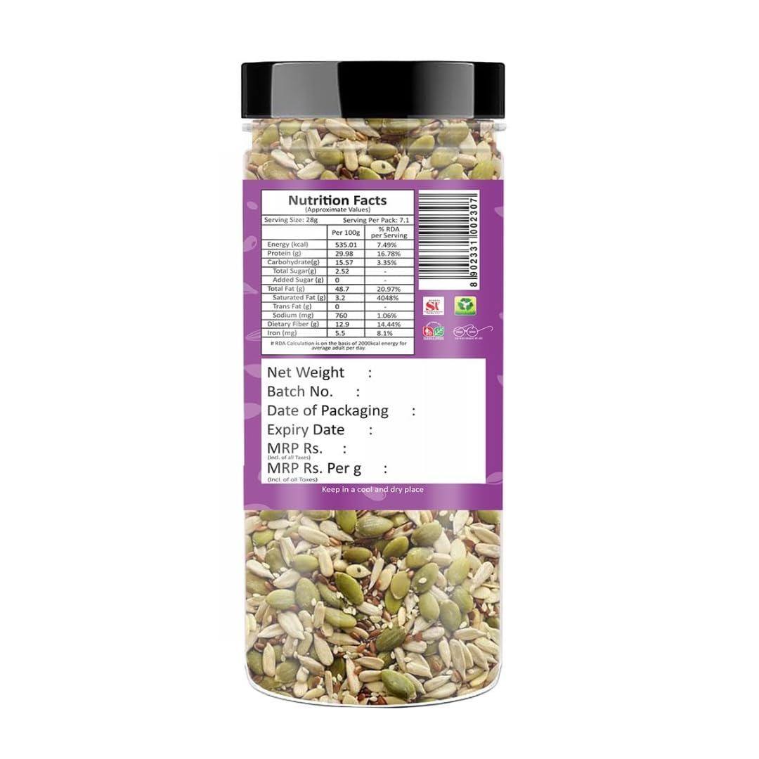 Premium 6-in-1 Natural & Roasted Seed Snack Mix, 200 g