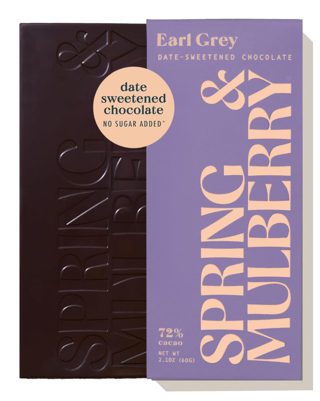 Spring & Mulberry Earl Grey Date-Sweetened Dark Chocolate, 12-Pack