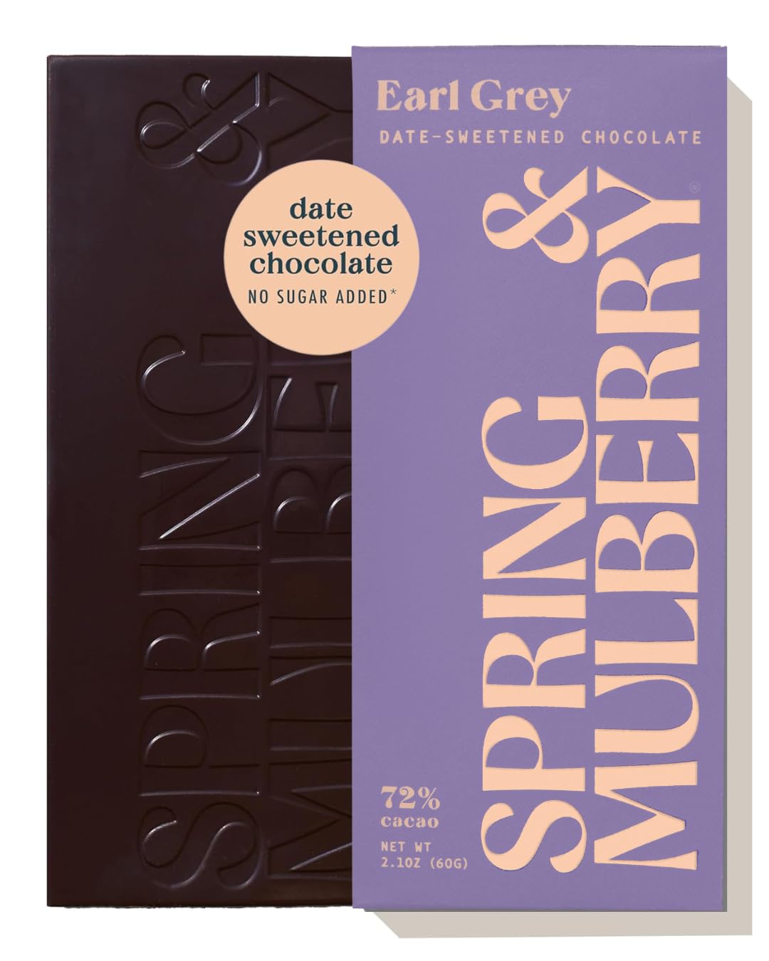 Spring & Mulberry Earl Grey Date-Sweetened Dark Chocolate, 12-Pack