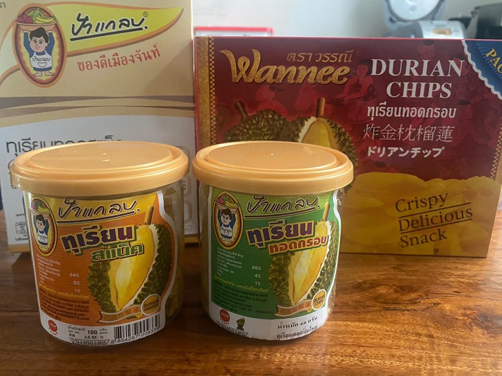 Paglab Original Crispy Monthong Durian Chips, 3.52 oz (3-Pack)
