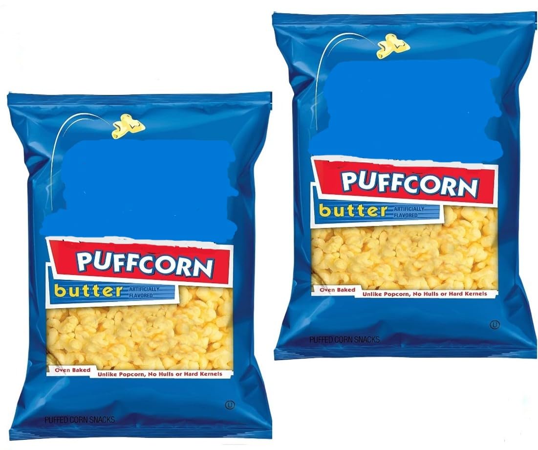 Oven-Baked Butter Puffcorn Snacks, Hull-Free, 3.25 oz (2-Pack)