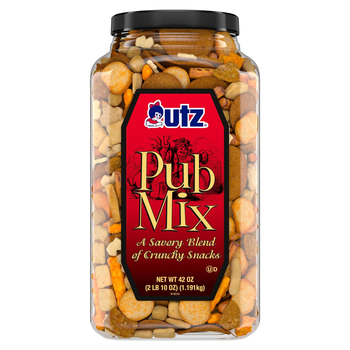 Utz Pub Mix Crunchy Savory Snack Blend, Resealable Tub