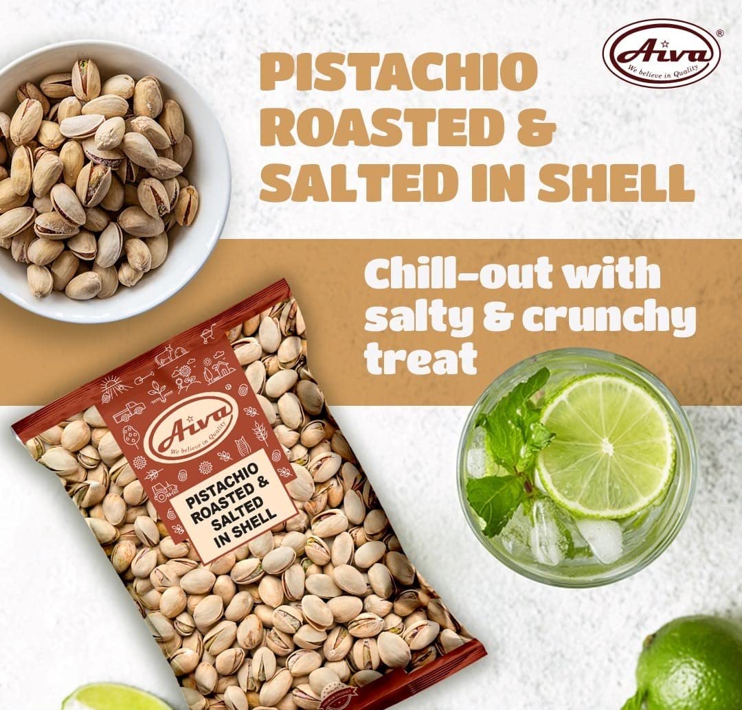 Aiva Roasted & Salted In-Shell Pistachios for Snacking
