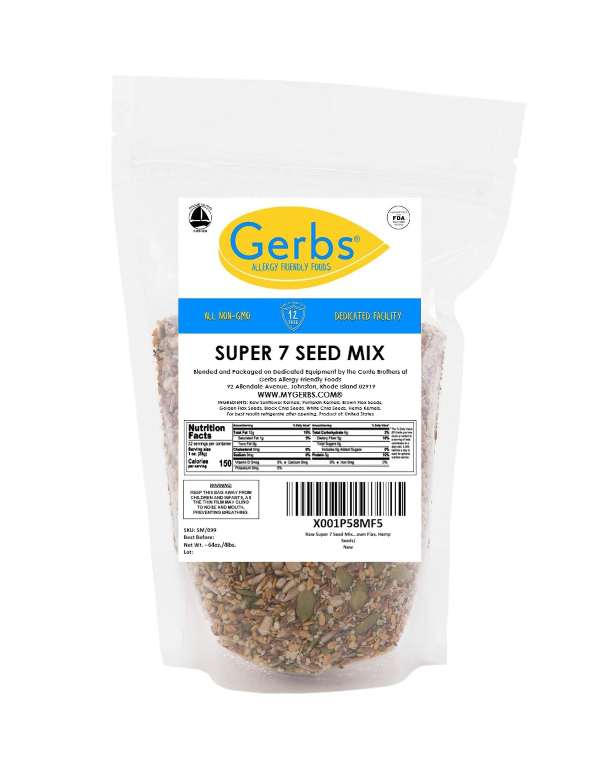 Gerbs Super 7 Seed Snack Mix for Healthy Snacking, 4 lb
