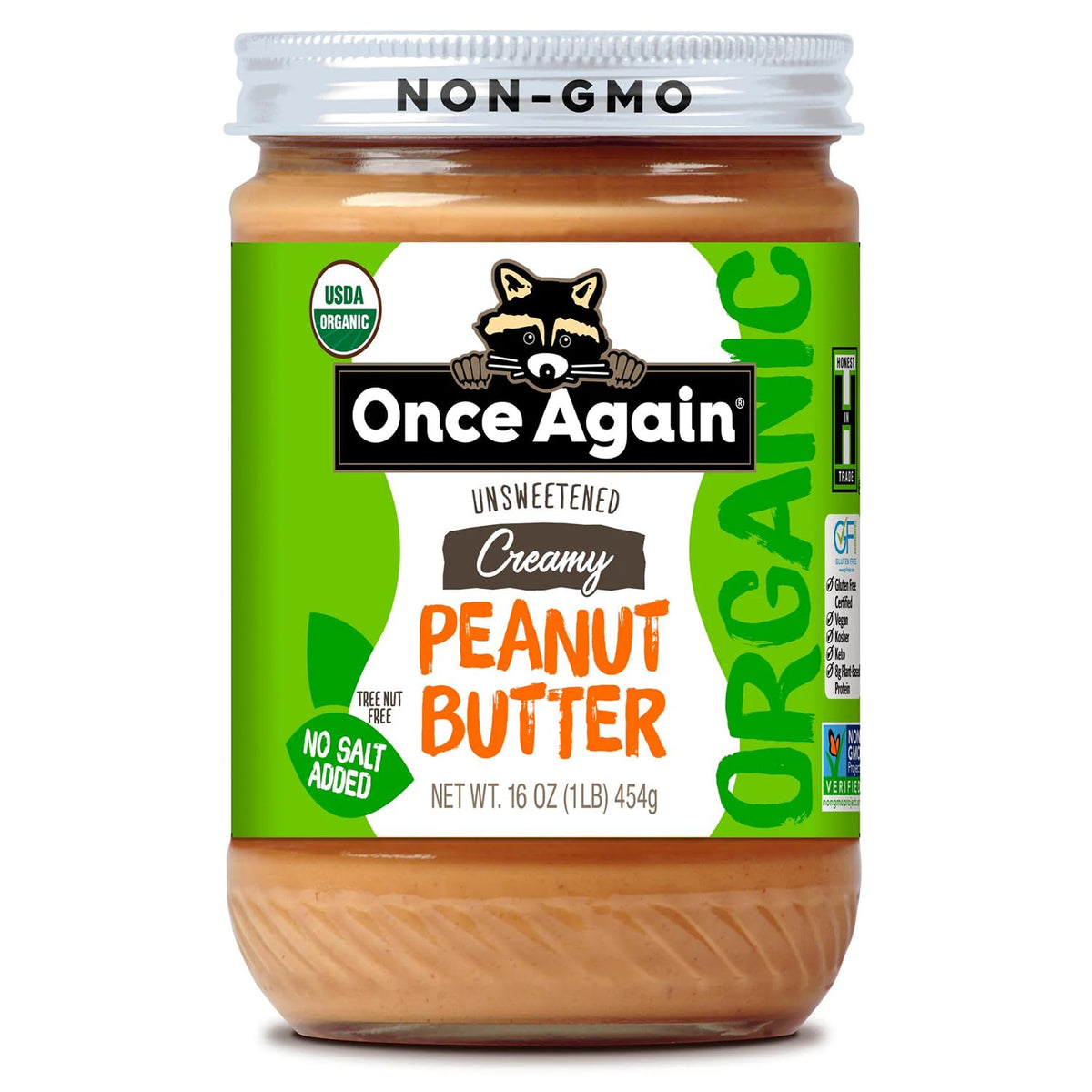 Organic Creamy Unsalted Peanut Butter Spread in Jar
