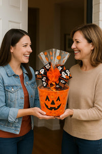Halloween Pumpkin Gift Basket with Candy, Cookies & Snacks
