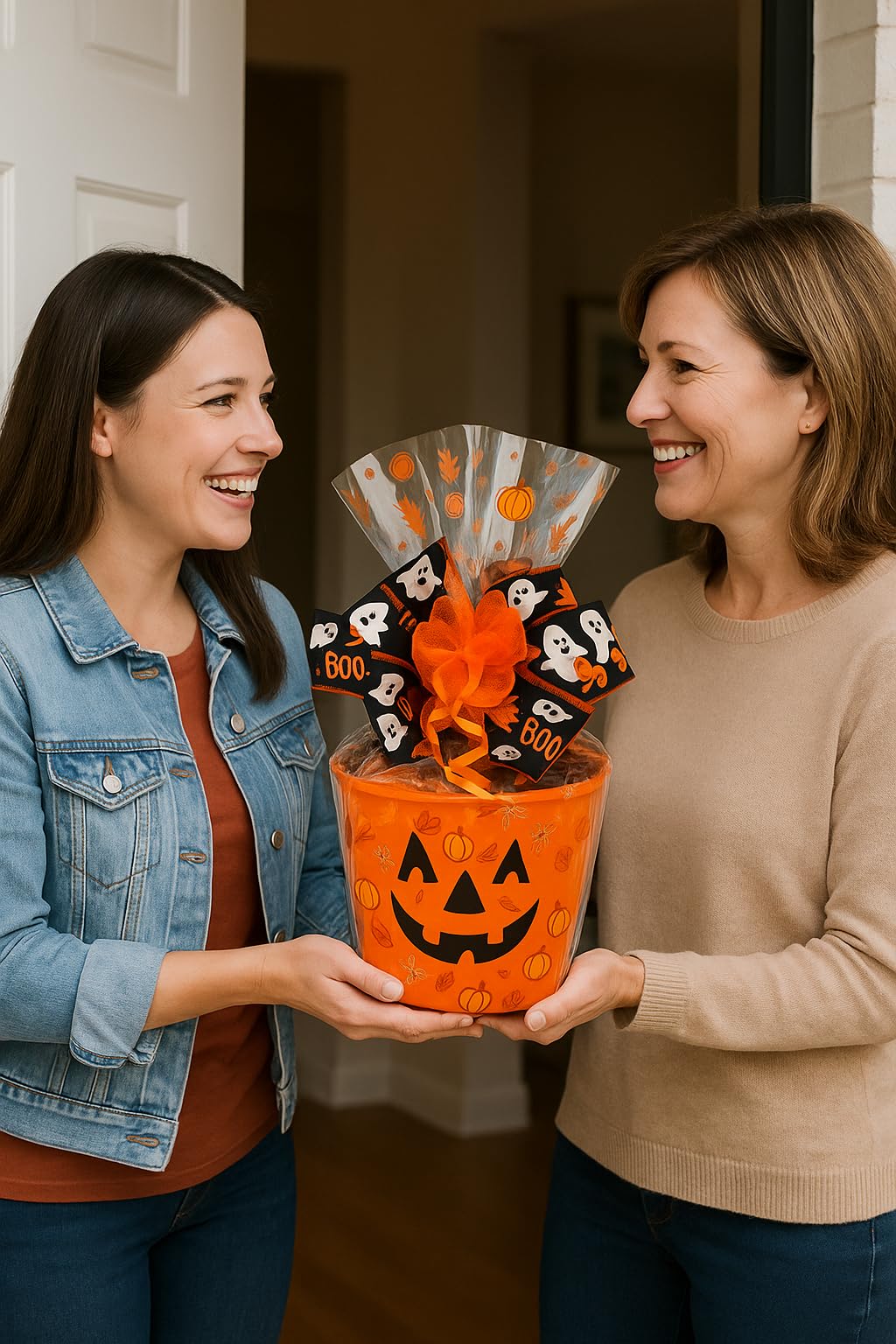 Halloween Pumpkin Gift Basket with Candy, Cookies & Snacks