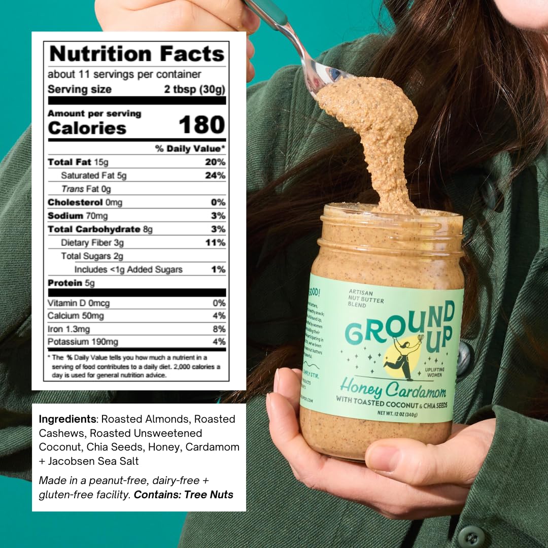 Ground Up Honey Cardamom Almond & Cashew Butter, 12 oz