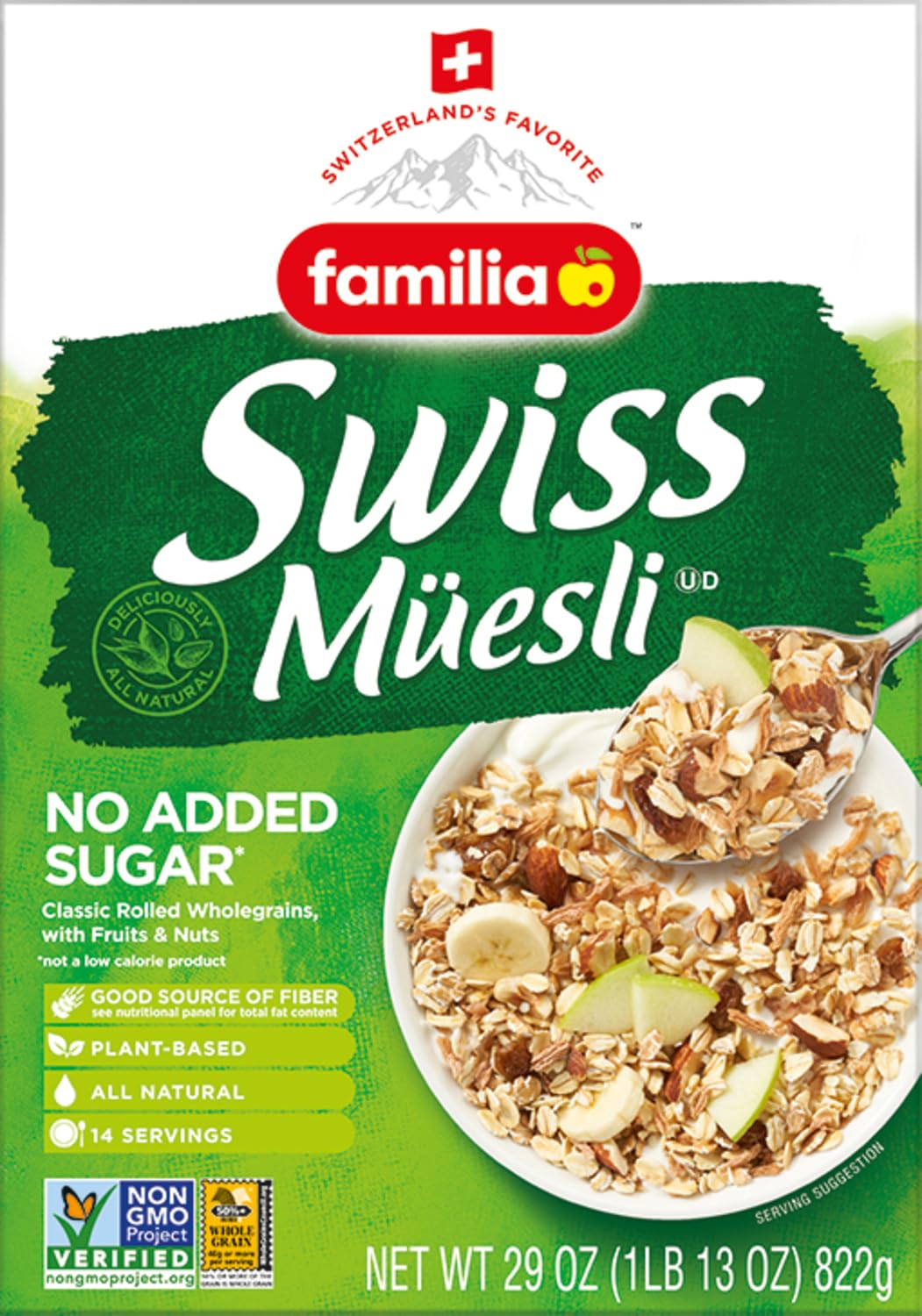 Familia Swiss Muesli with No Added Sugar, 29 oz Box