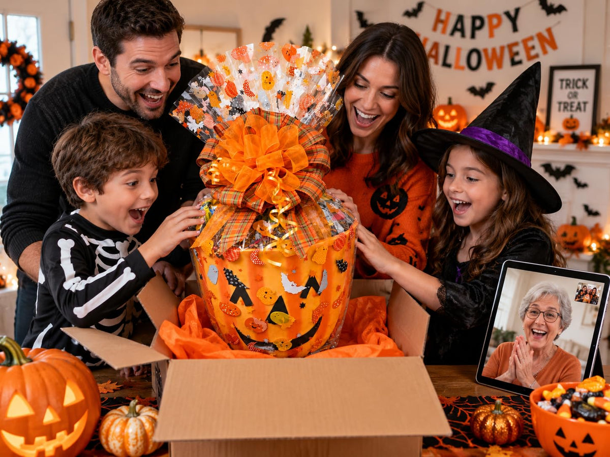 Halloween Pumpkin Gift Basket with Candy, Cookies & Snacks