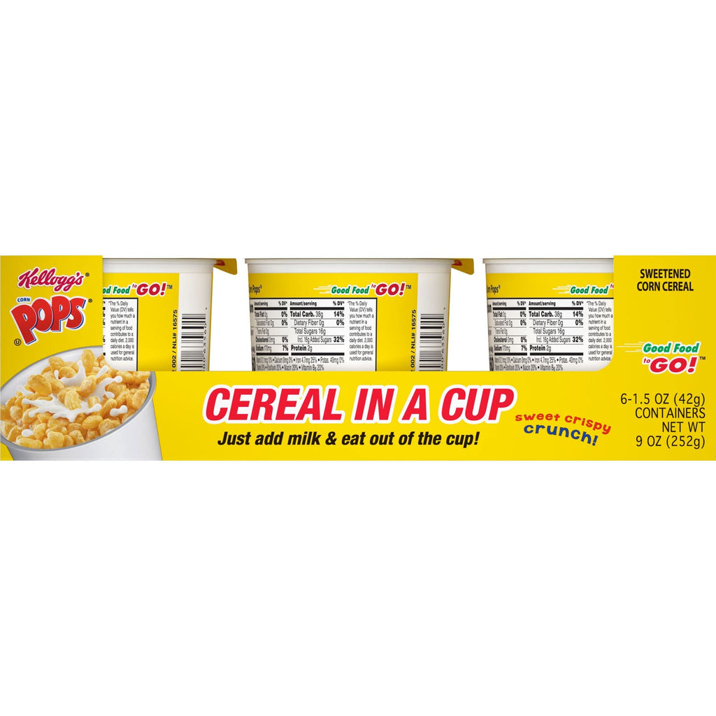 Kellogg's Corn Pops Breakfast Cereal Cups, 1.5 oz, 12-Pack