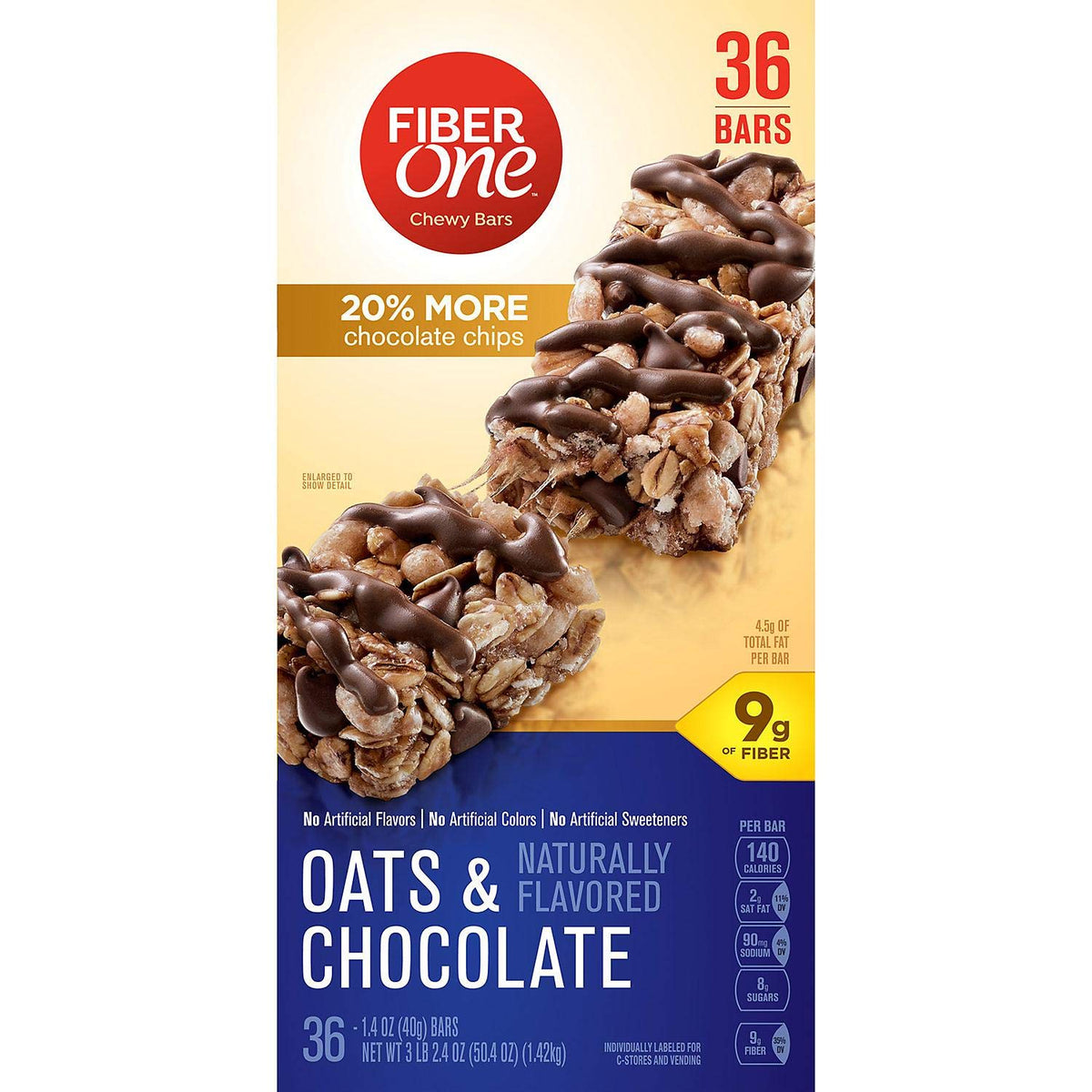 Fiber One Oats & Chocolate Chewy Granola Bars, 128 Count
