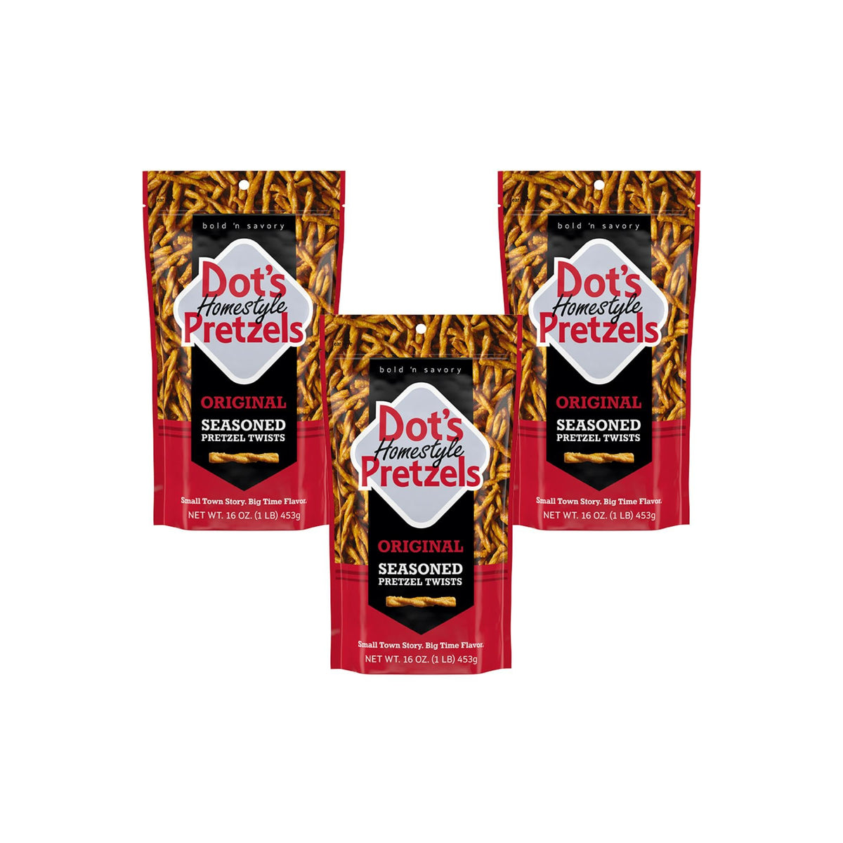 Dot's Original Seasoned Pretzel Twists, 16 oz (3-Pack)