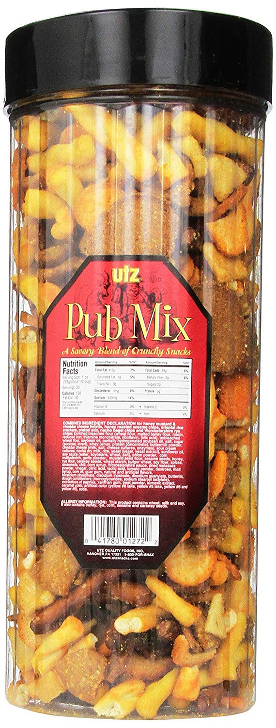 Utz Pub Mix Crunchy Savory Snack Blend, Resealable Tub