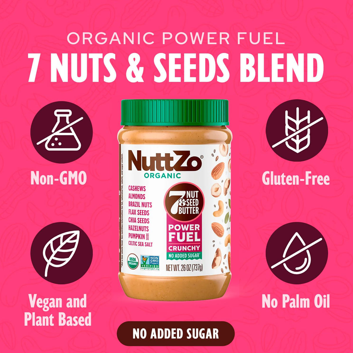 NuttZo Organic Power Fuel Crunchy 7-Nut & Seed Butter, 26 oz