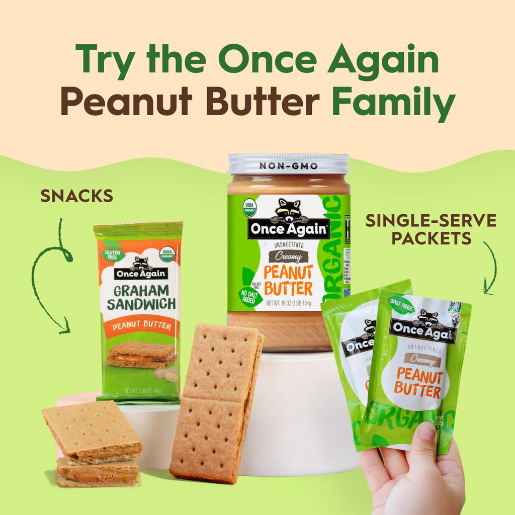 Organic Creamy Unsalted Peanut Butter Spread in Jar