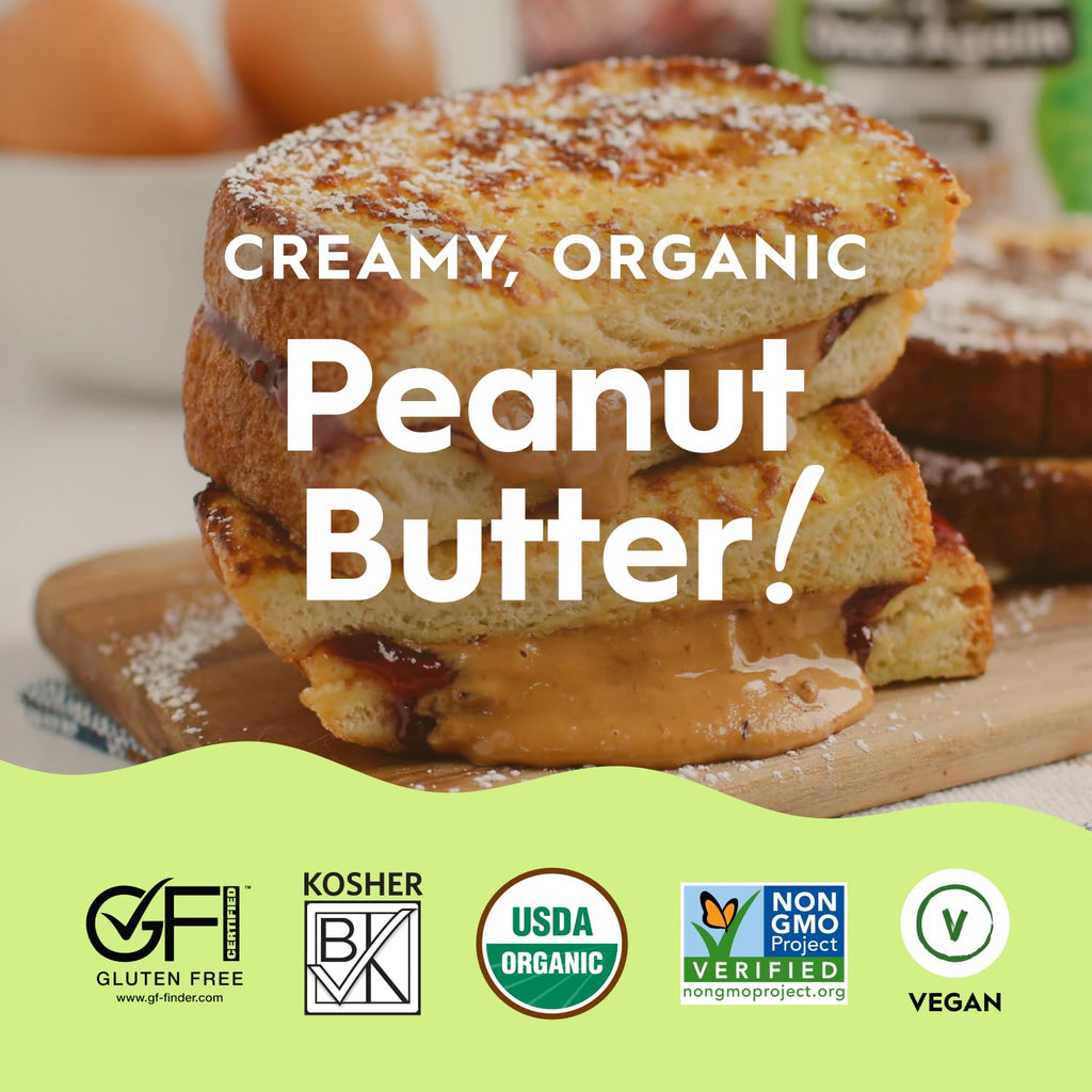Organic Creamy Unsalted Peanut Butter Spread in Jar
