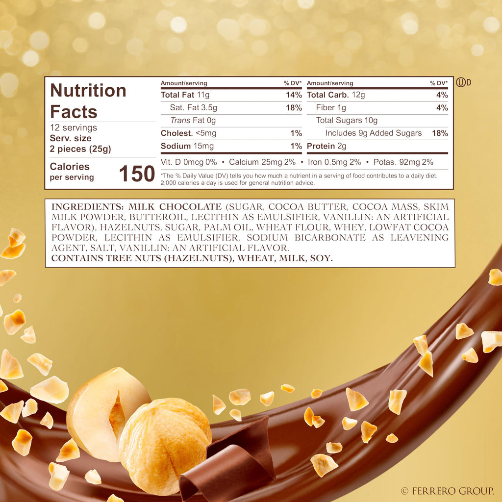 Ferrero Rocher Milk Chocolate Hazelnut Gift Box, 24 Count