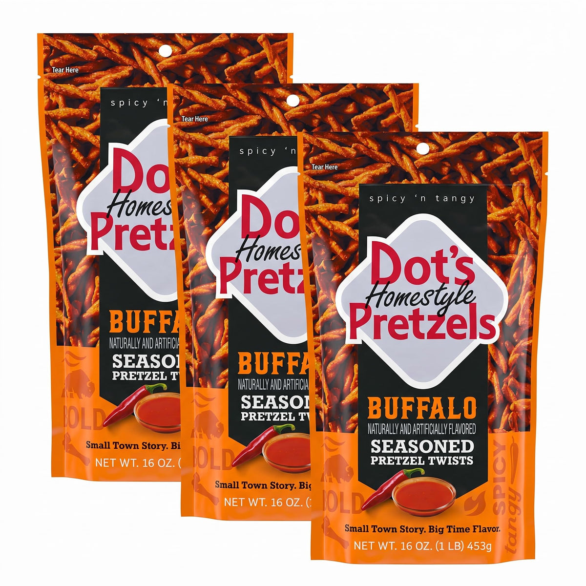 Dot's Original Seasoned Pretzel Twists, 16 oz (3-Pack)