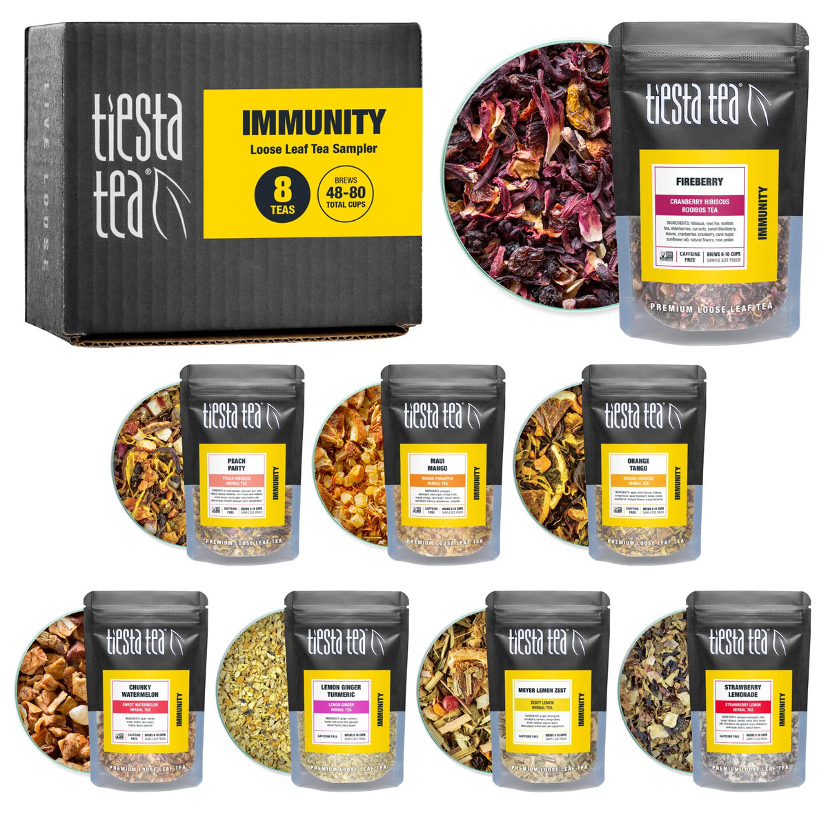 Tiesta Tea Caffeine-Free Loose Leaf Sampler, 8 Pouches