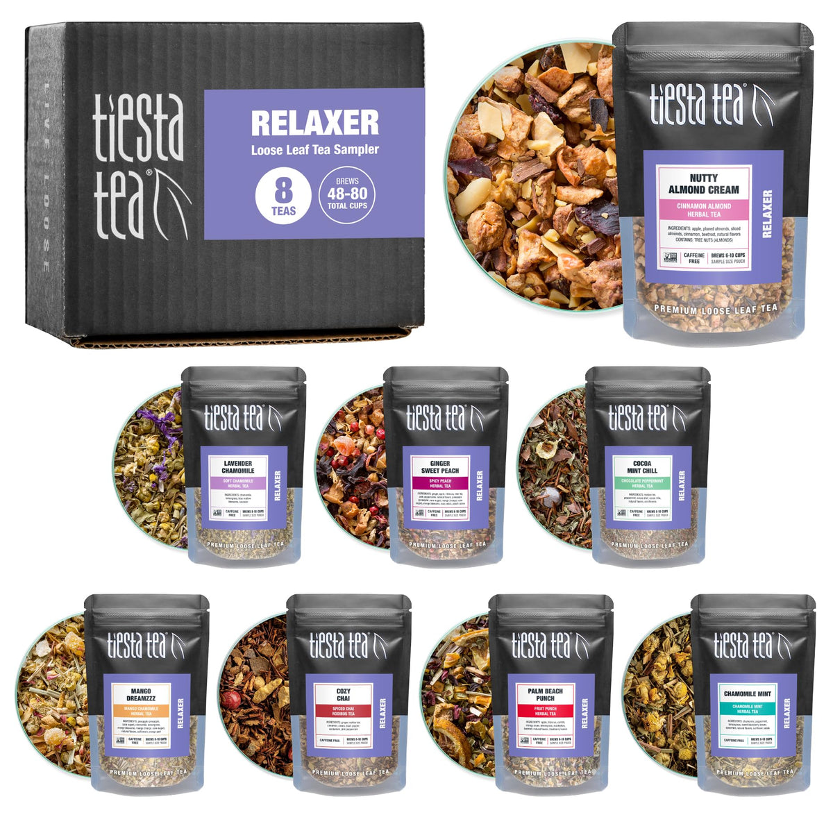 Tiesta Tea Caffeine-Free Loose Leaf Sampler, 8 Pouches