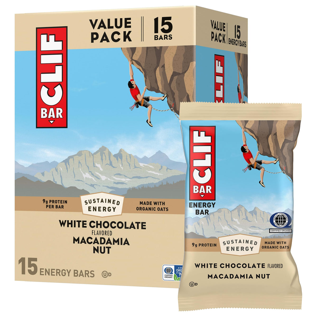 CLIF BAR White Chocolate Macadamia Energy Bars, 15-Pack