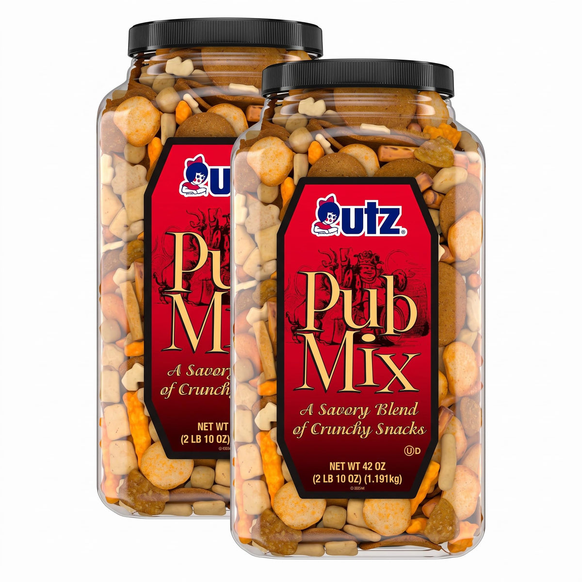 Utz Pub Mix Crunchy Savory Snack Blend, Resealable Tub