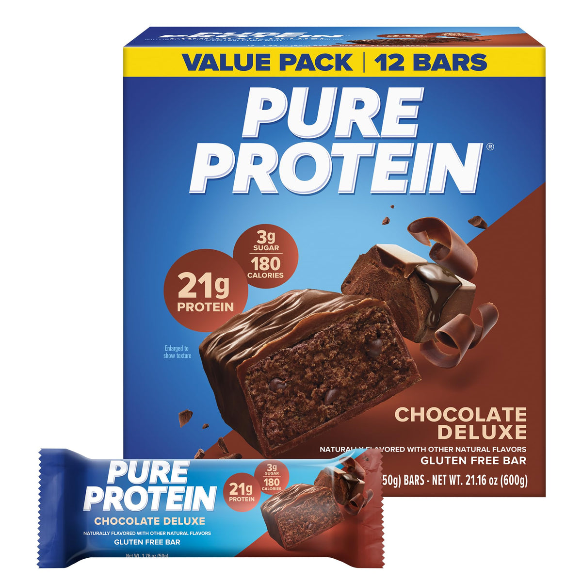 Pure Protein Gluten-Free Low-Sugar Bars, 1.76 oz, 12-Pack