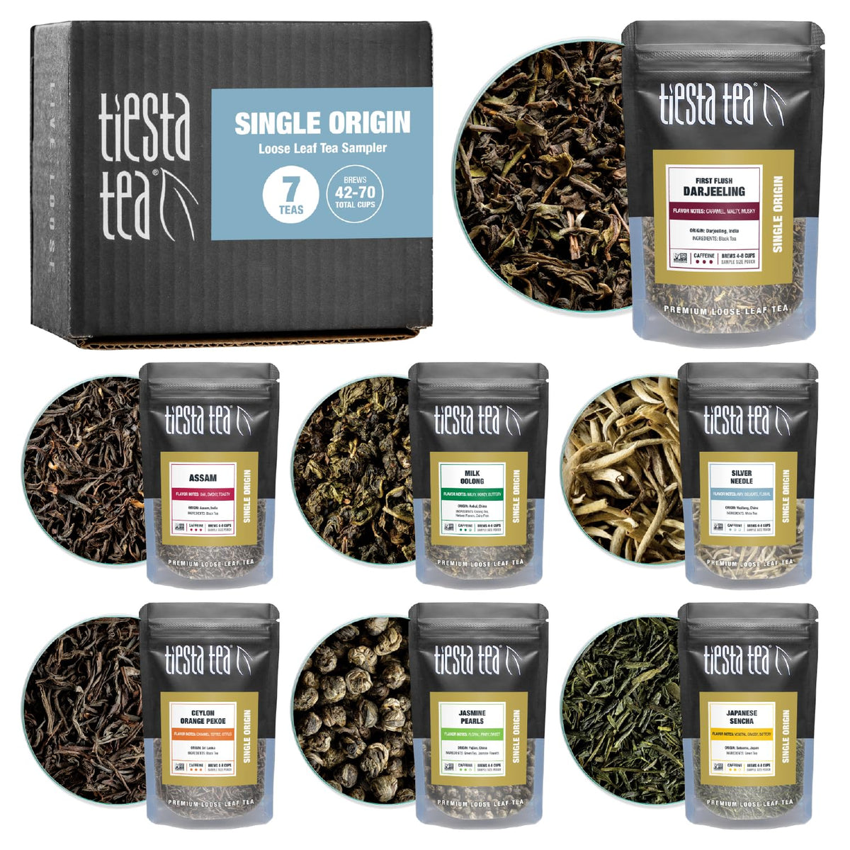 Tiesta Tea Caffeine-Free Loose Leaf Sampler, 8 Pouches
