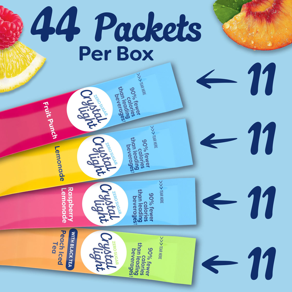 Crystal Light Variety Pack Drink Mix, 44 Packets, 4.18 oz