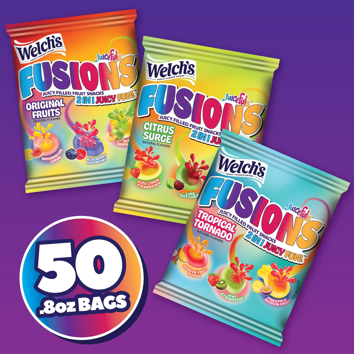 Welch's Fusions Gluten-Free Fruit Snacks Variety, 50 Count