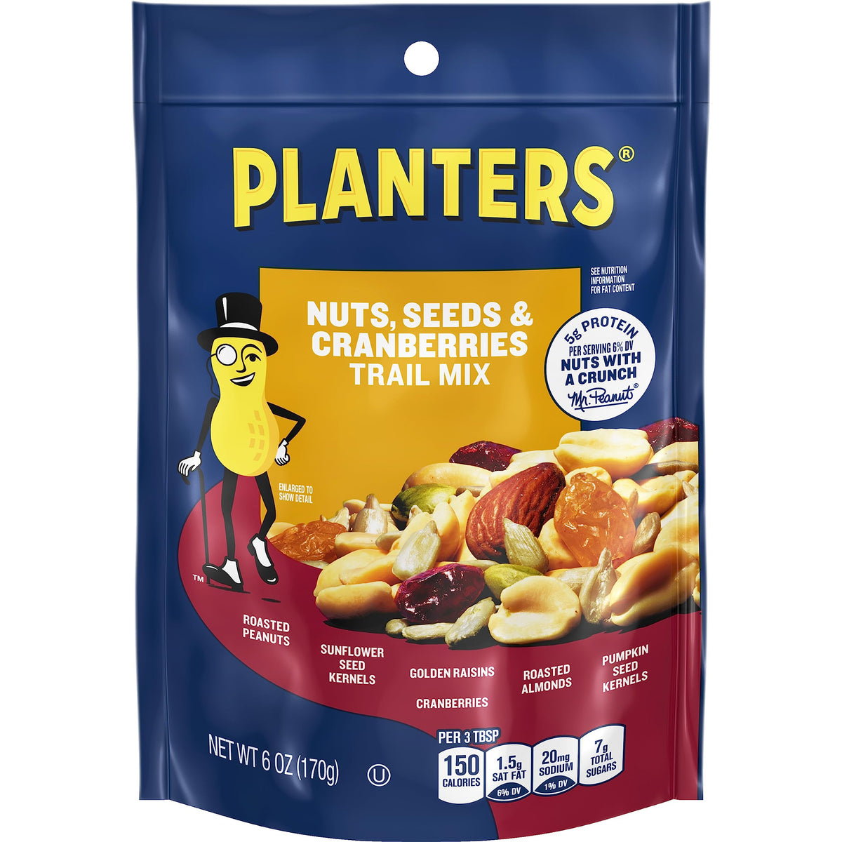 Planters Seeds & Cranberries Nut Trail Mix, 6 oz Bag