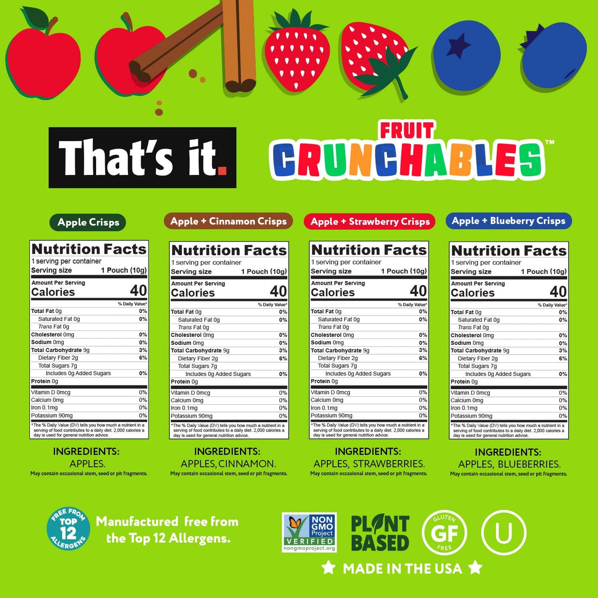 That's It. 100% Fruit Crunchables Variety Pack, 16-Pack