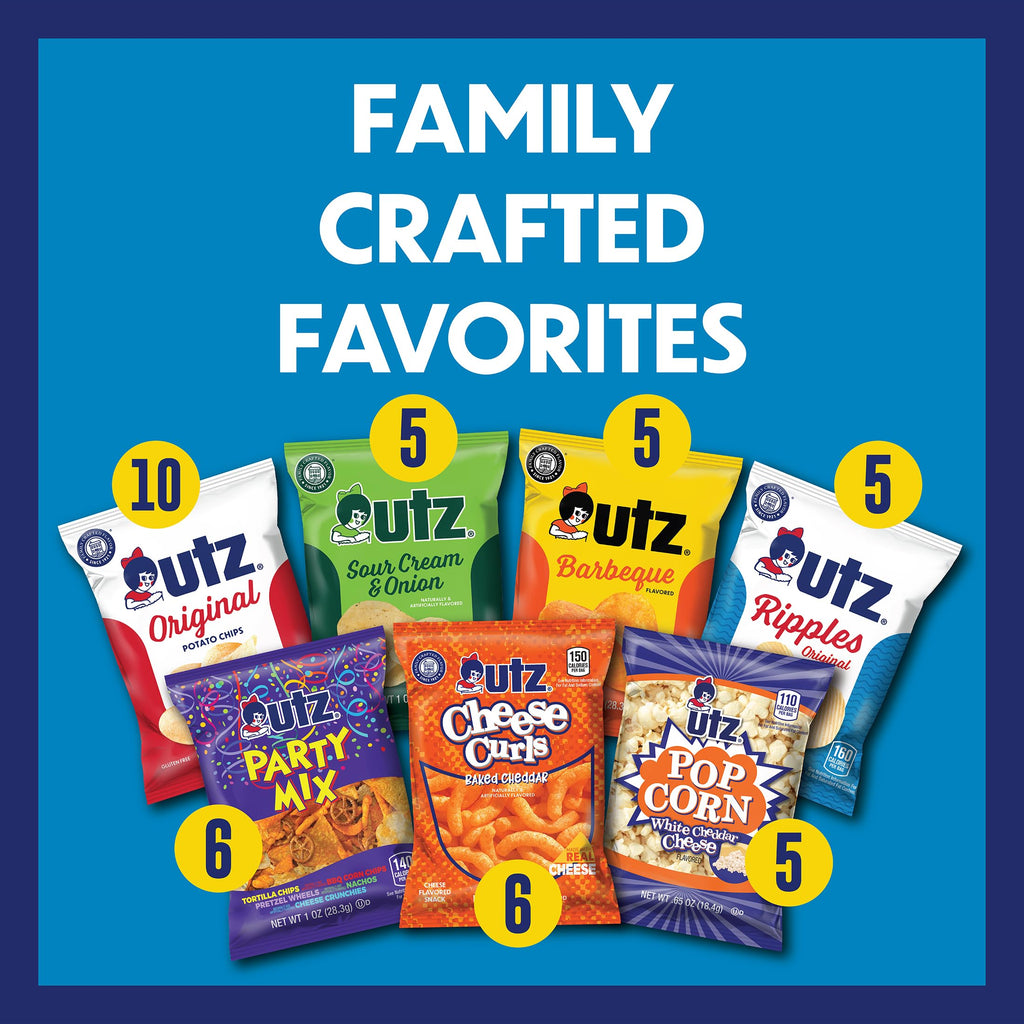 Utz Chips, Curls & Popcorn Snack Variety Pack, 42 Count