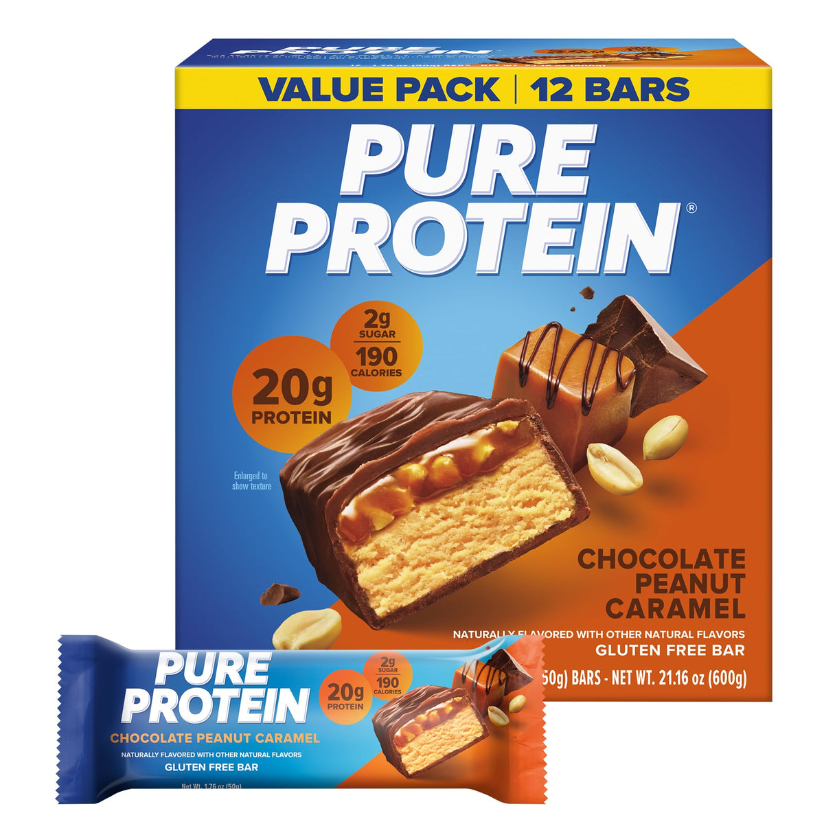Pure Protein Gluten-Free Low-Sugar Bars, 1.76 oz, 12-Pack