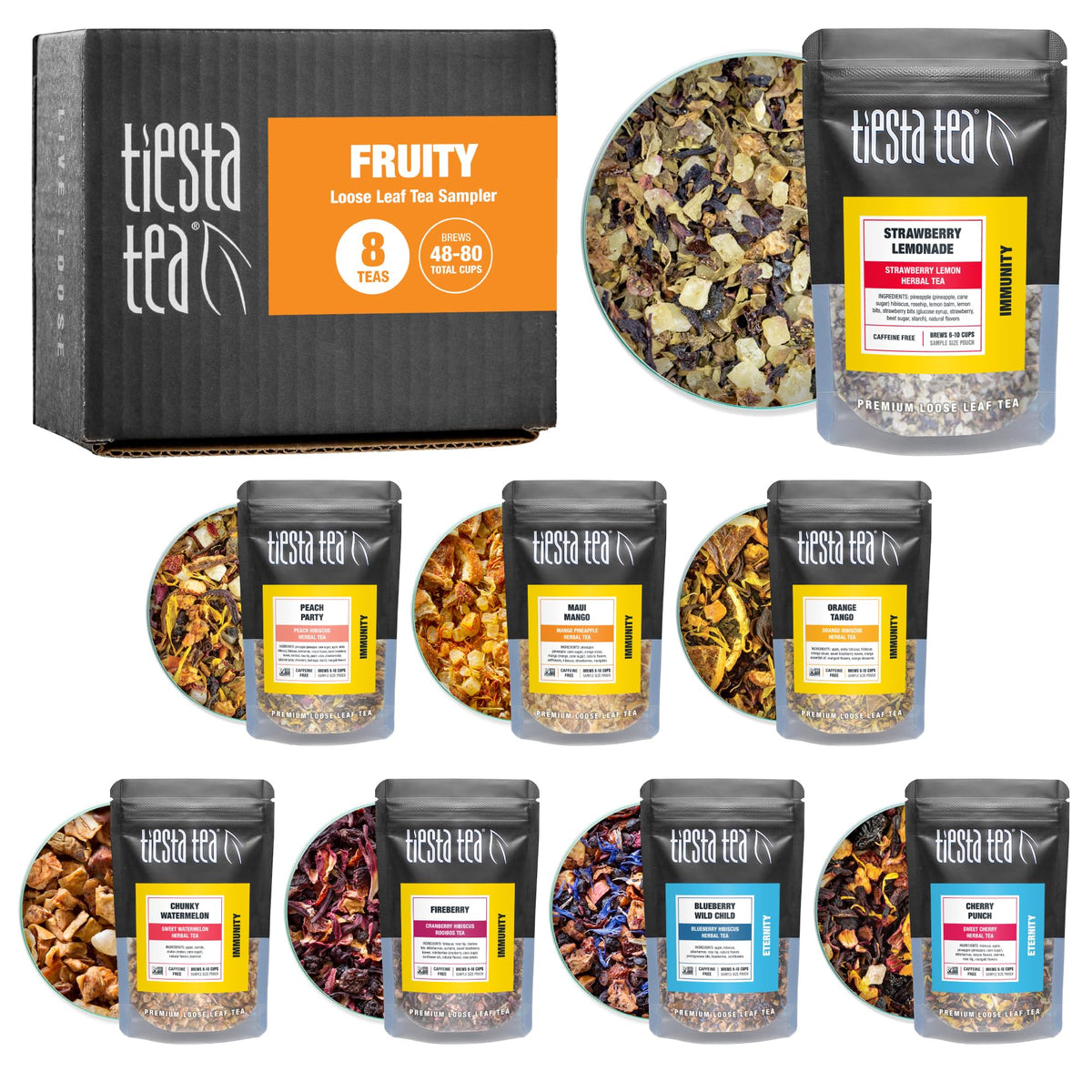 Tiesta Tea Caffeine-Free Loose Leaf Sampler, 8 Pouches