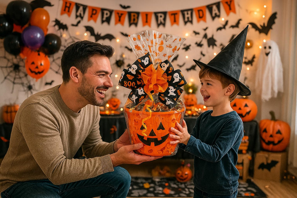 Halloween Pumpkin Gift Basket with Candy, Cookies & Snacks