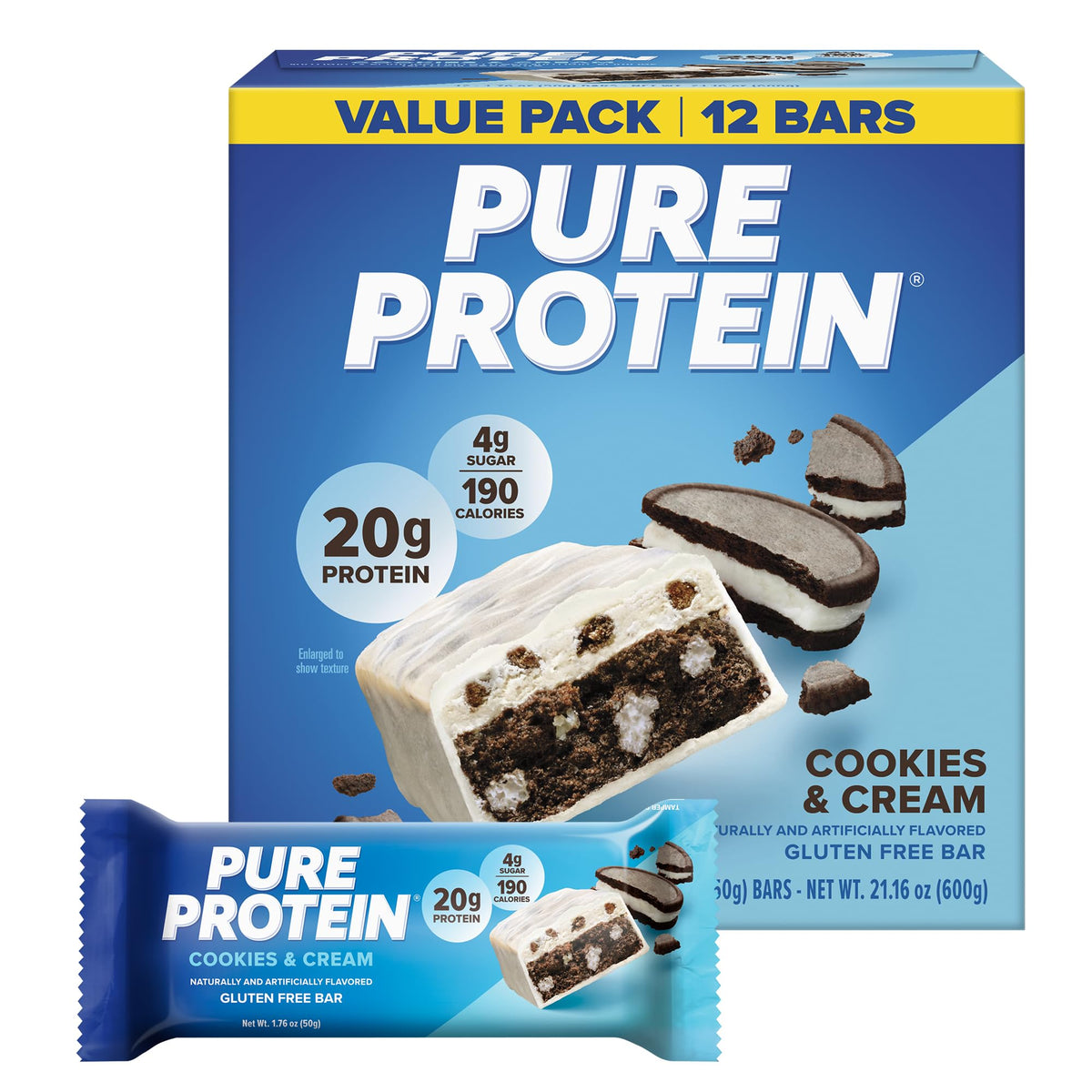 Pure Protein Gluten-Free Low-Sugar Bars, 1.76 oz, 12-Pack