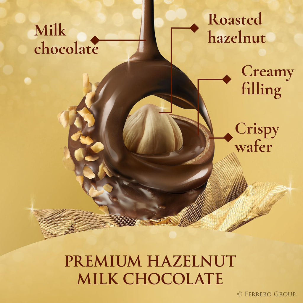 Ferrero Rocher Milk Chocolate Hazelnut Gift Box, 24 Count