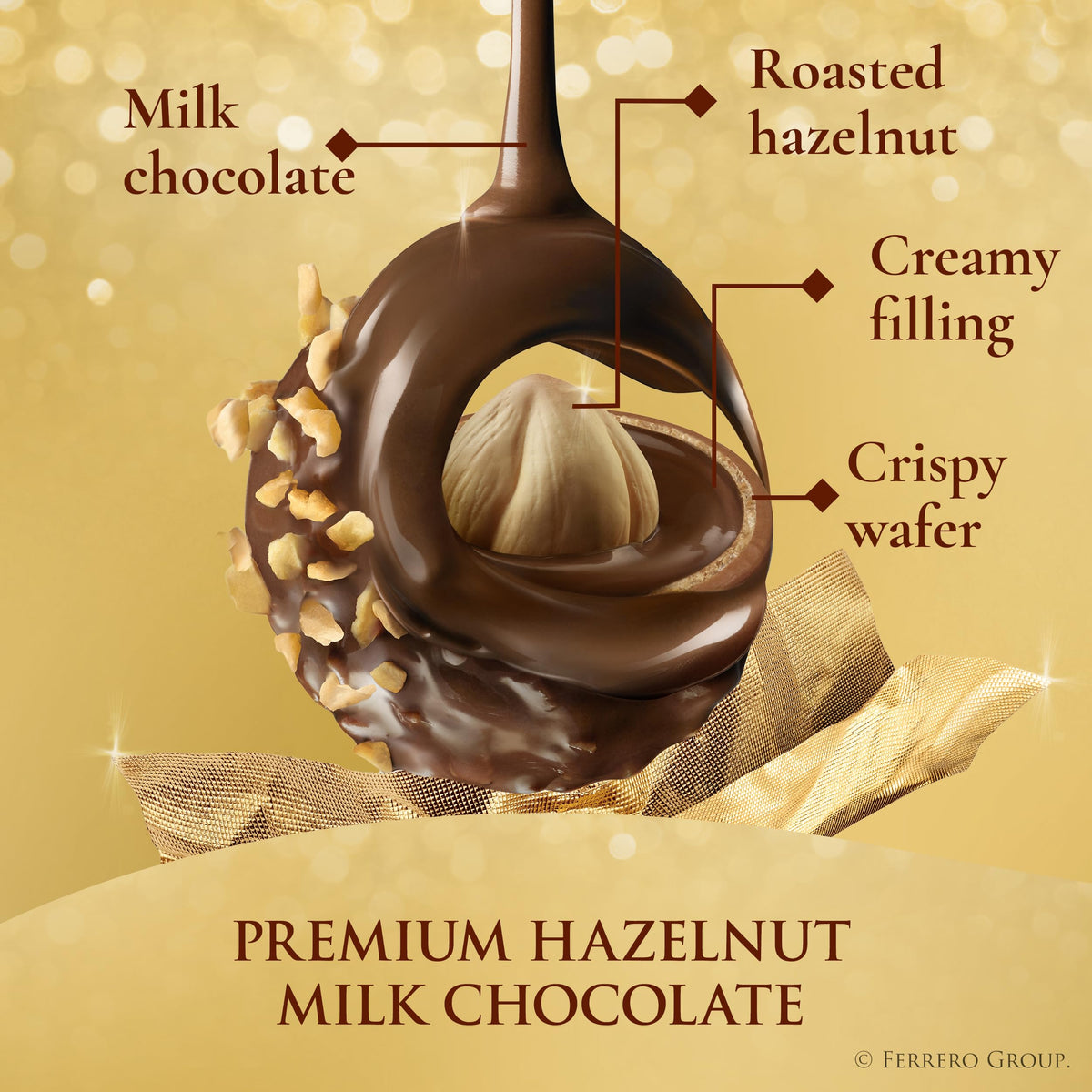 Ferrero Rocher Milk Chocolate Hazelnut Gift Box, 24 Count
