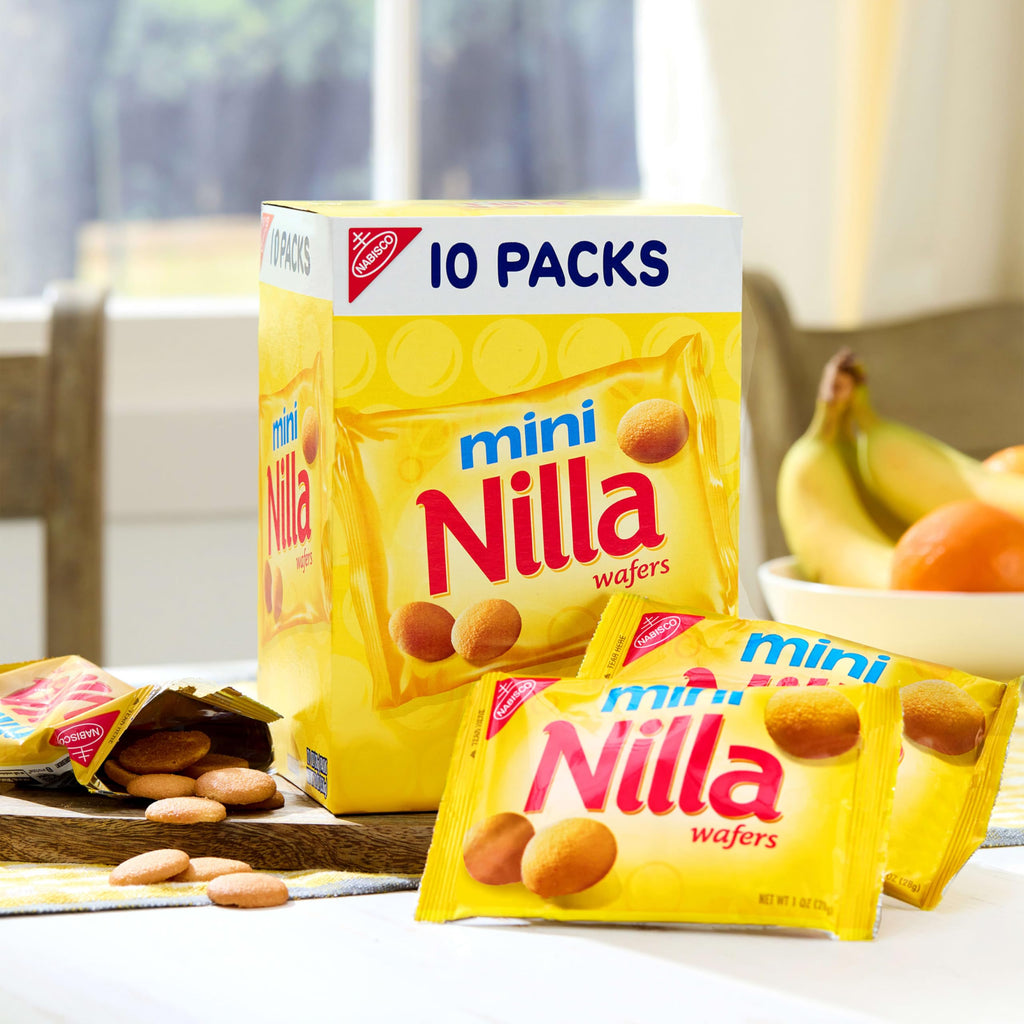 NILLA Mini Vanilla Wafer Cookies, 10 Snack Packs (80 Count)