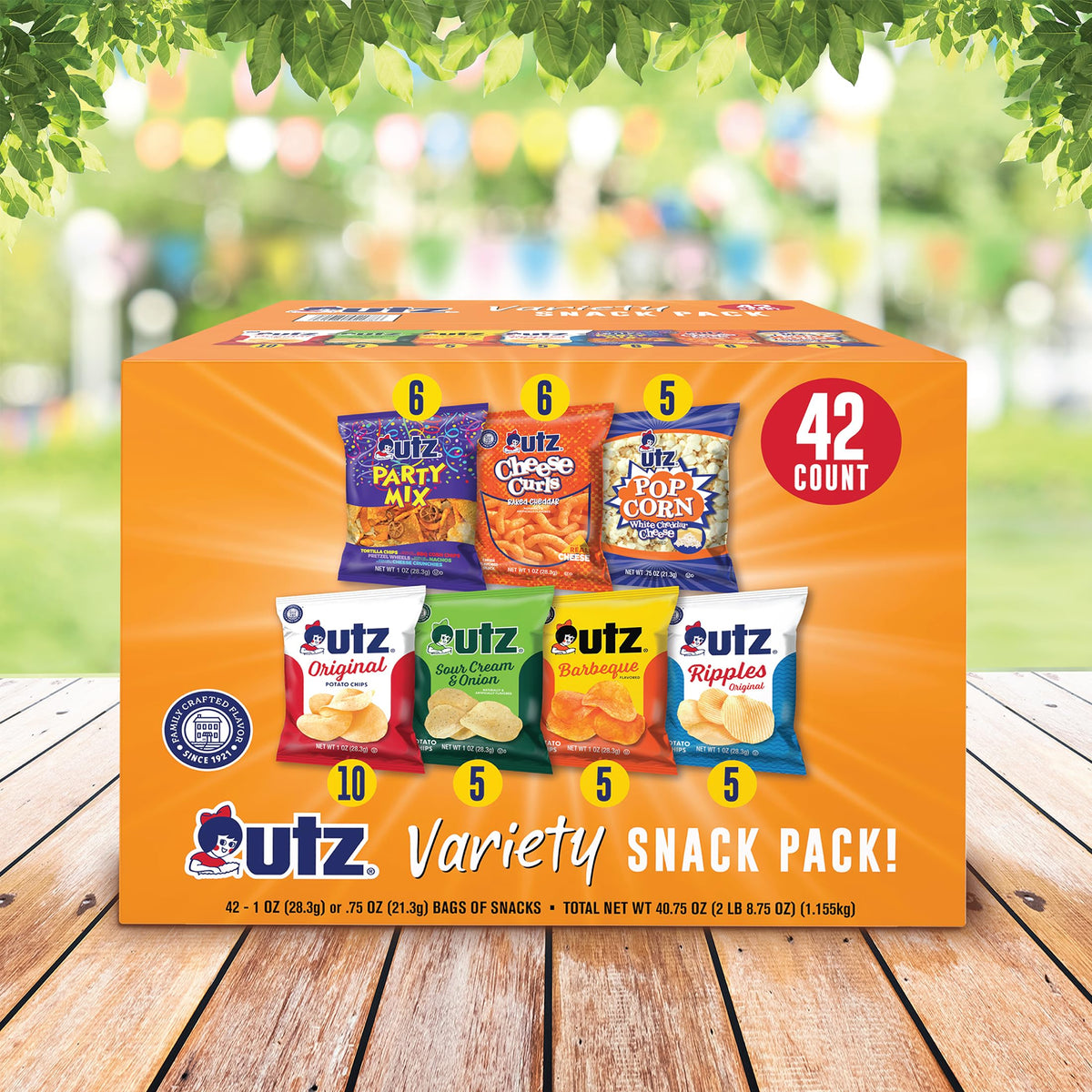 Utz Chips, Curls & Popcorn Snack Variety Pack, 42 Count