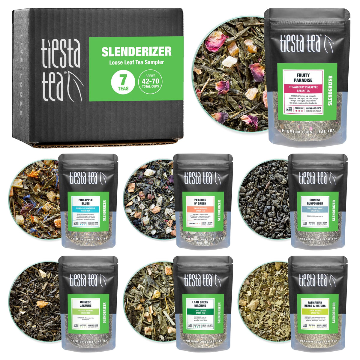Tiesta Tea Caffeine-Free Loose Leaf Sampler, 8 Pouches
