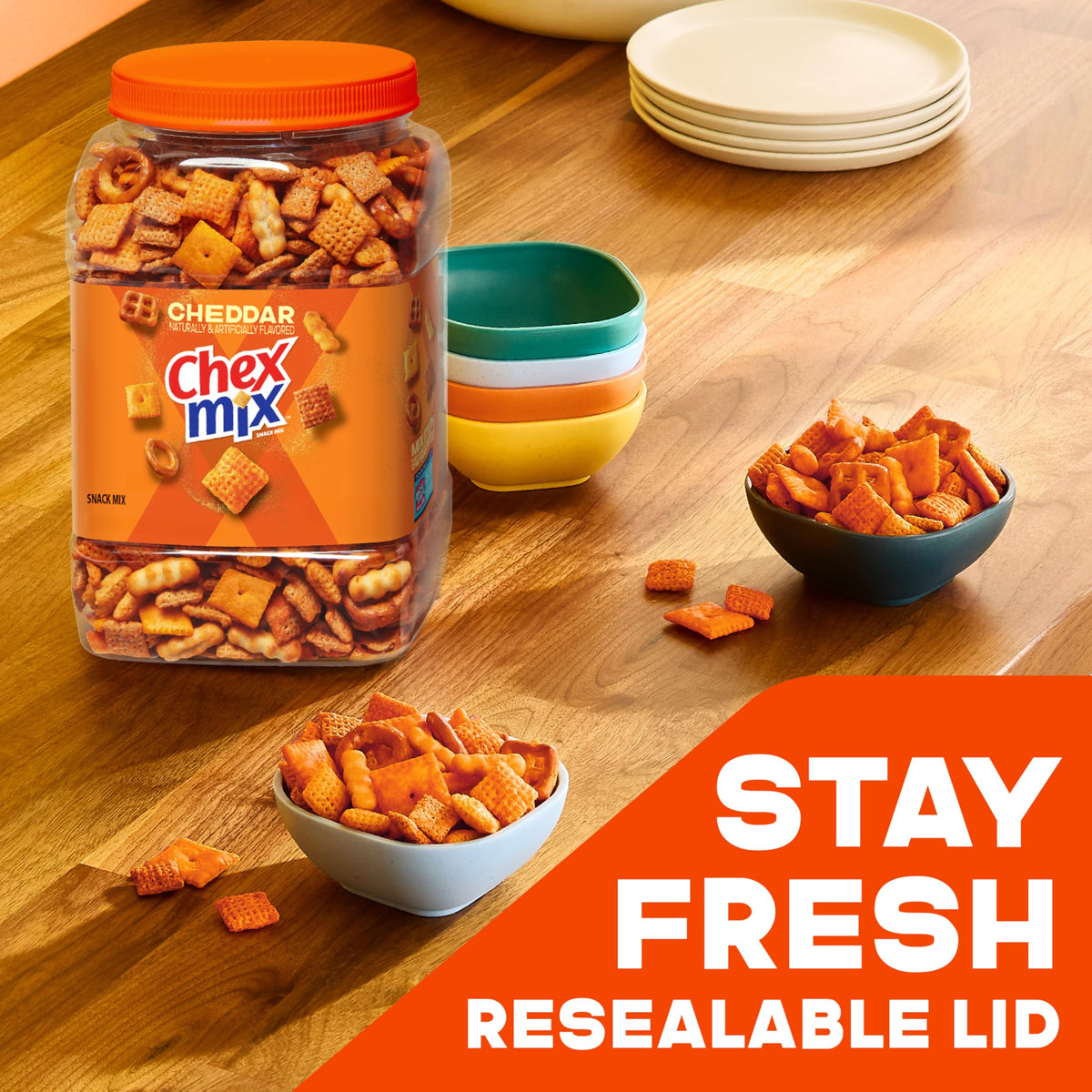 Chex Mix Crunchy Snack Mix, 20 oz Resealable Tub
