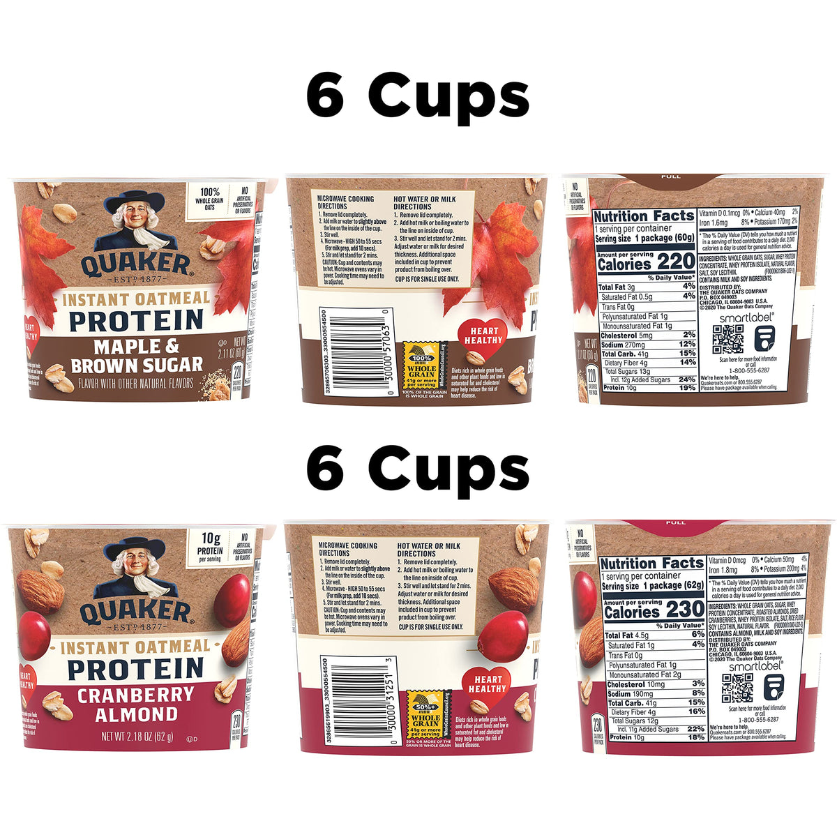 Quaker Protein Maple Instant Oatmeal Express Cups